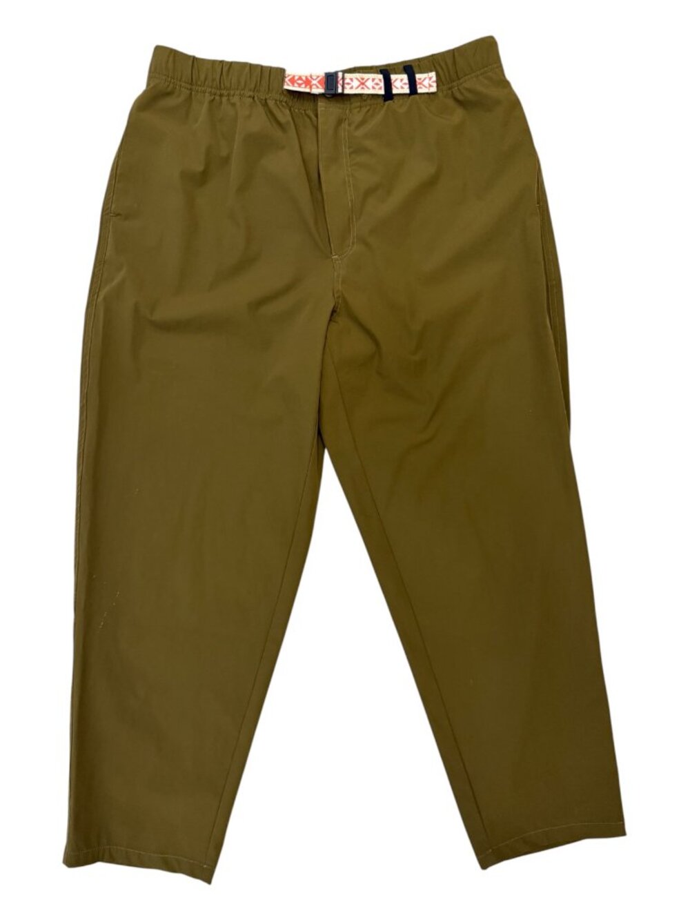 Stoic Men's Olive Green Hiking Pants Pull-On Elastic Waist Built-In Belt Large